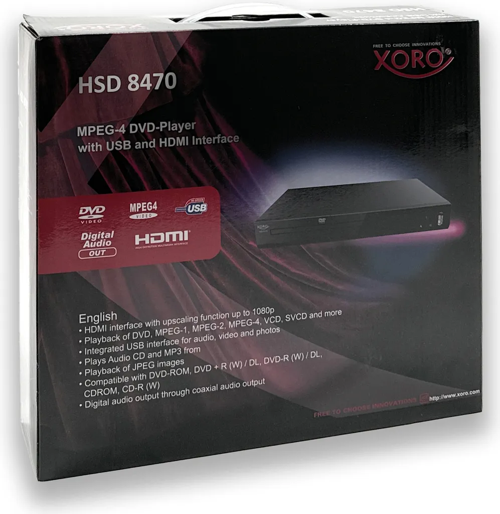 Lecteur DVD Multimédia MPEG4 avec Port HDMI pour TV de Salon Xoro 8470