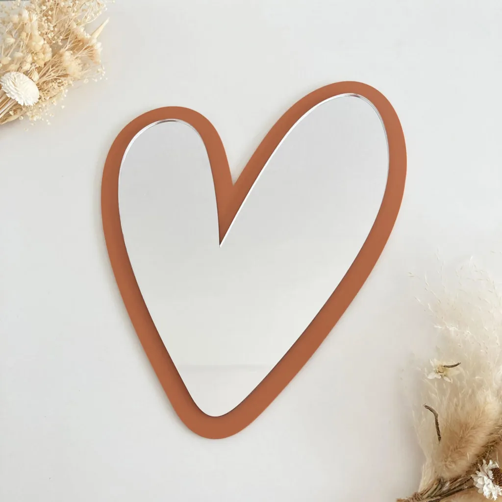 Specchio per Bambini a Cuore Infrangibile - Colore Terracotta 35x29,5 - 2
