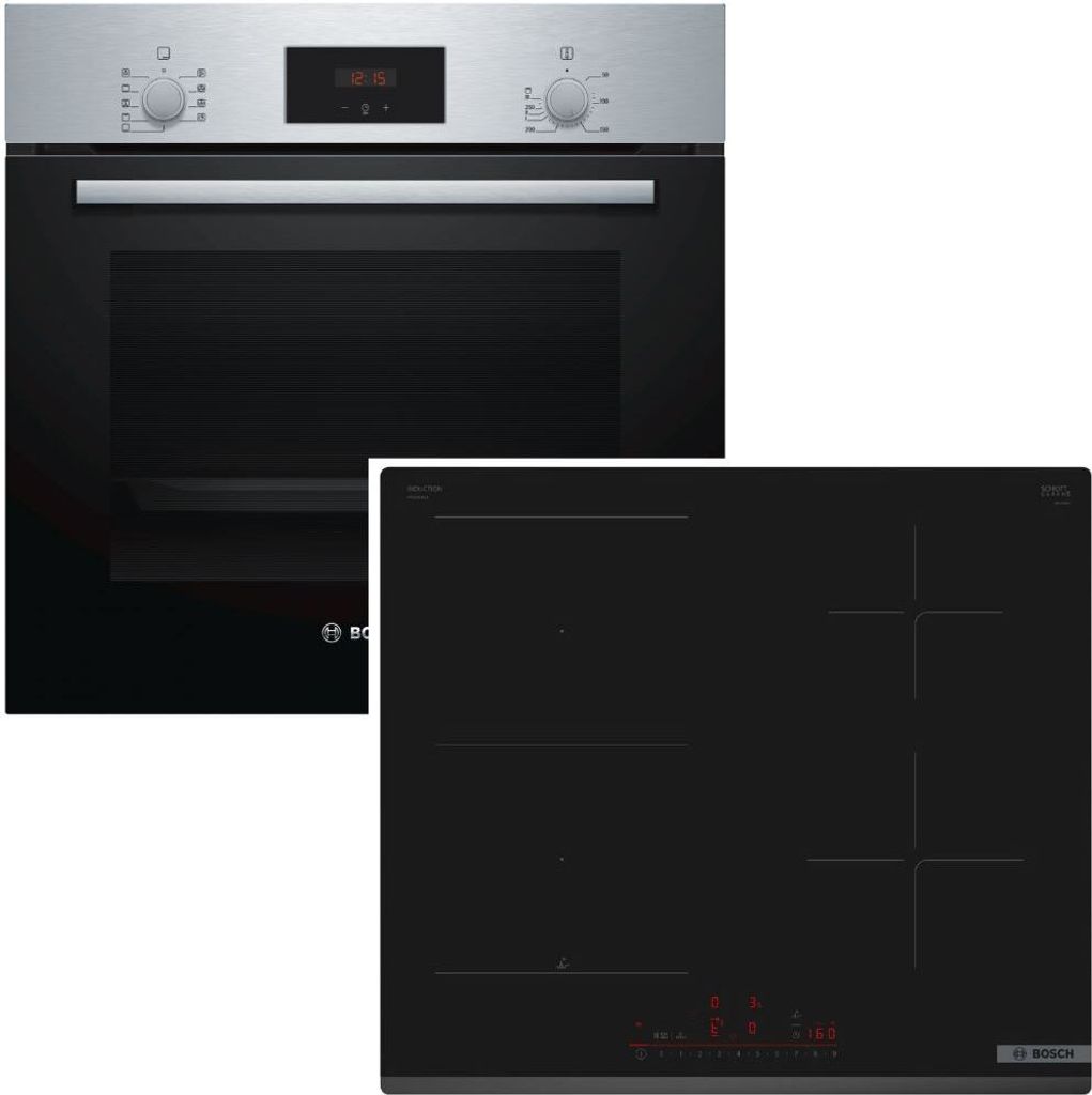 HERDSET BOSCH Backofen Schnellaufheizung + Induktionskochfeld PowerBooster autark 60 cm