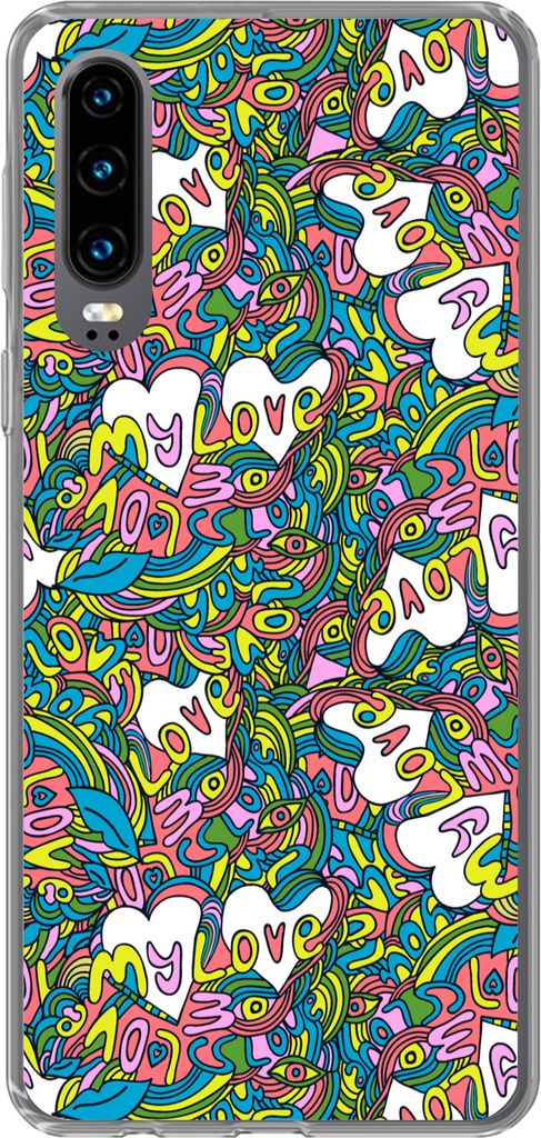 MuchoWow Handyhülle Schutzhülle Hülle für Telefoonhoesje Huawei P30 Mädchen - Liebe - Muster - Liebe - Kinder - Kinder Silikon Softcase Hand...
