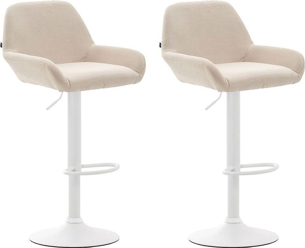 2er Set Barhocker Braga Stoff weiß creme