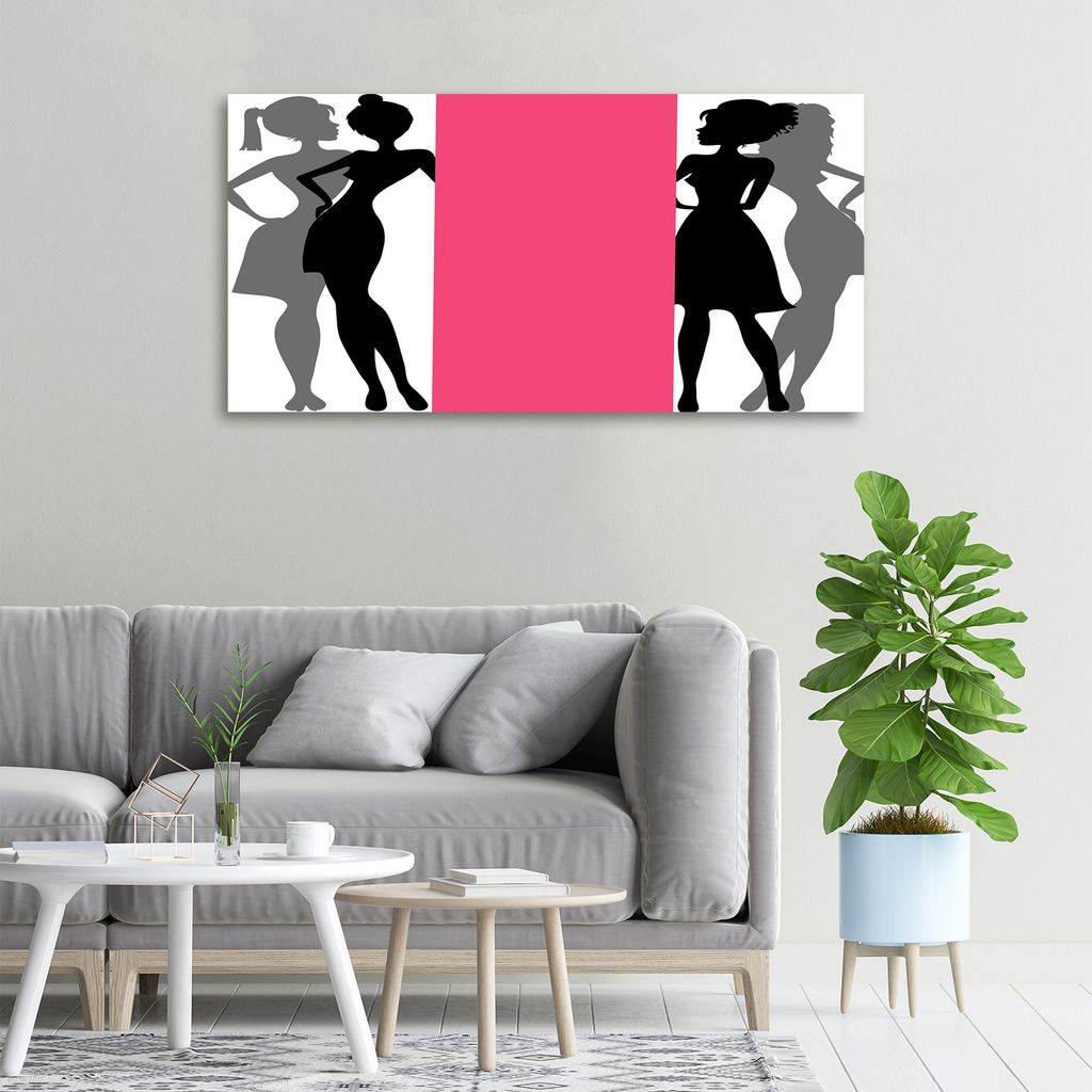 Tulup Leinwandbild -100x50 cm - Wandkunst - Drucke auf Leinwand - Leinwanddruck - Kunst: modern & klassisch - Rosa - Frauen Silhouetten