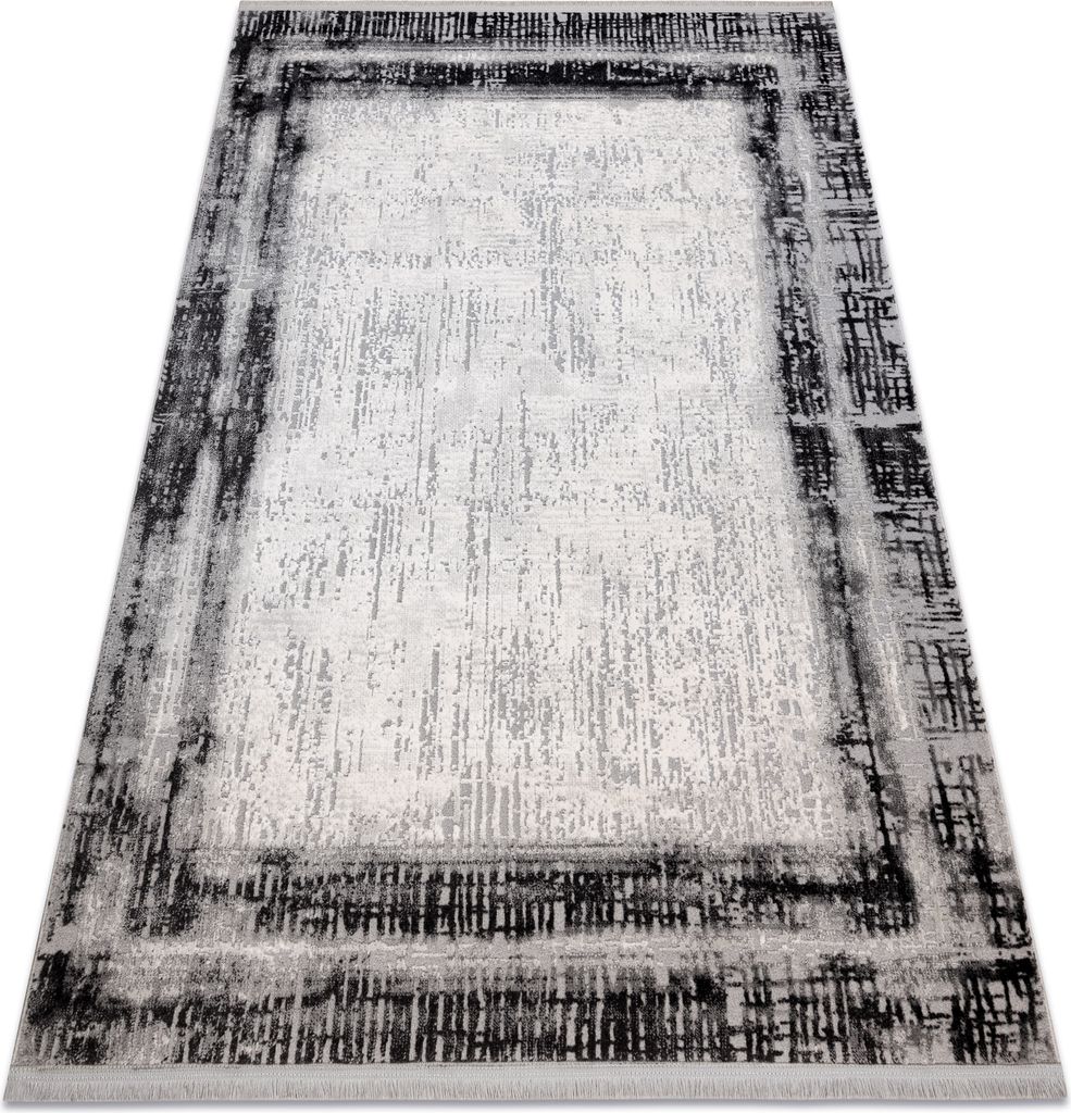 Modern Teppich TULS strukturell, Franse 51235 Vintage, Rahmen anthrazit Grau 120x170 cm