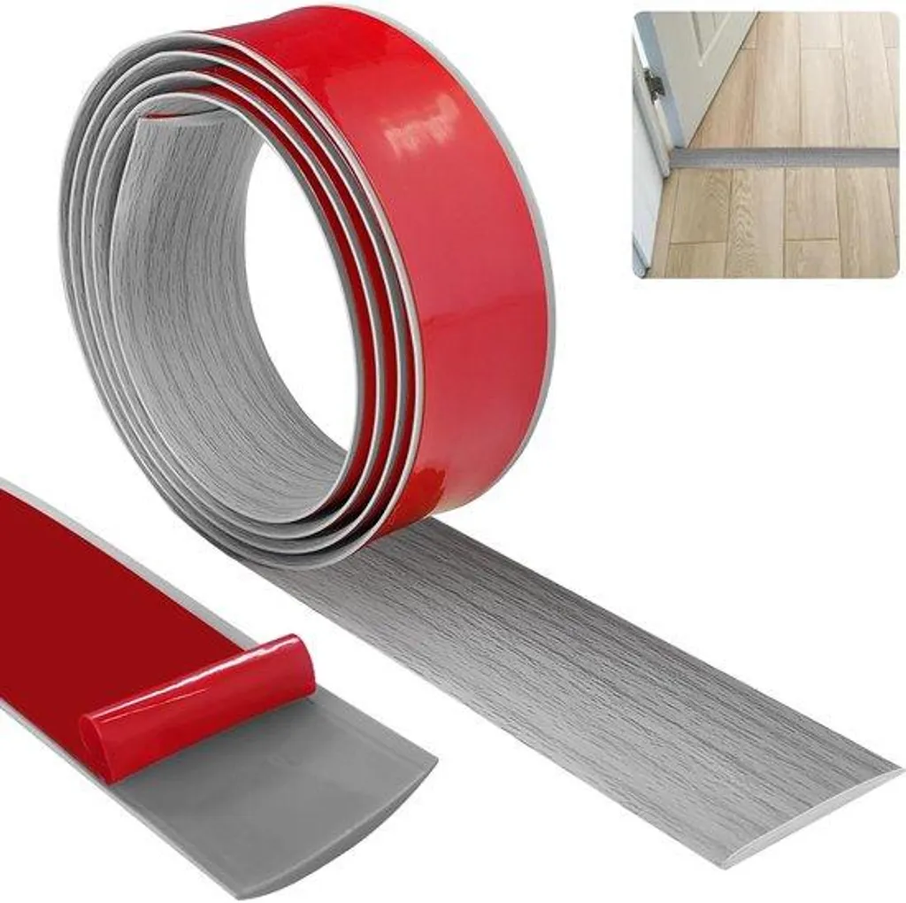 Profilé de transition vinyle gris 4 cm, barre de seuil souple 5m
