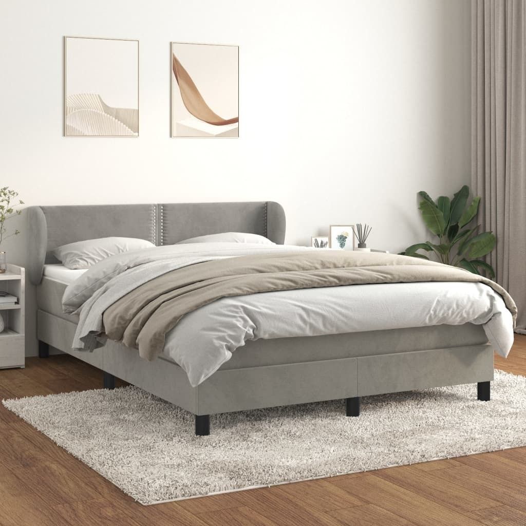 Maison Exclusive - Boxspringbett mit Matratze Hellgrau 140x190 cm Samt