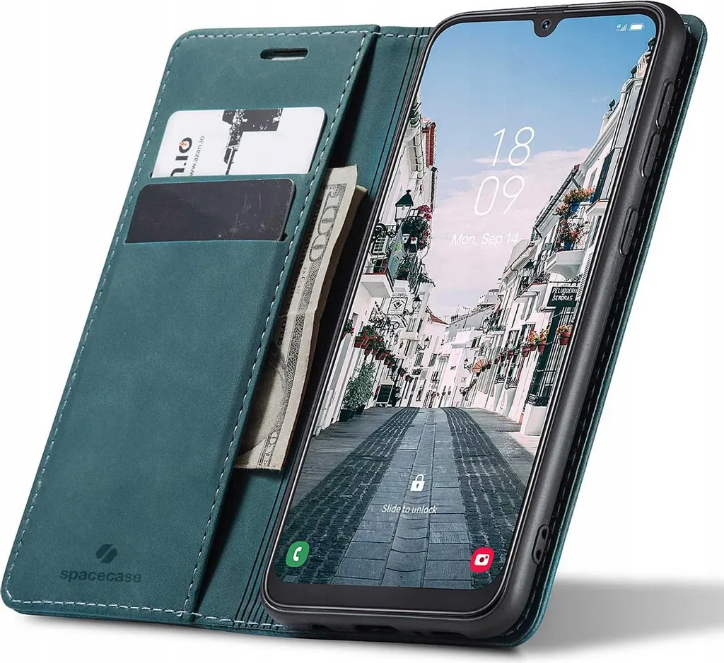 Protection Galaxy A50 pour Voyager Léger - Étui Portefeuille Bleu Slim