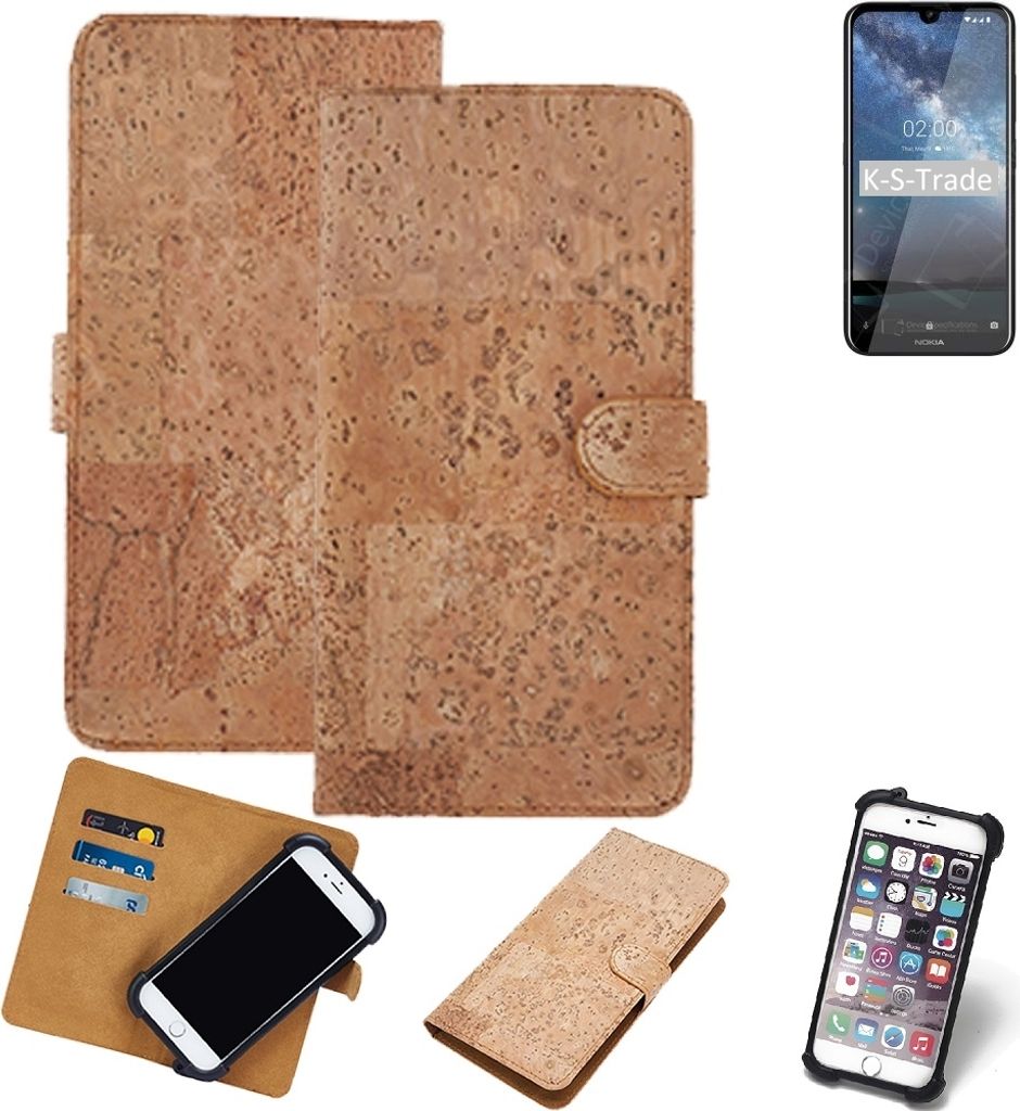 K-S-Trade Hülle kompatibel mit Nokia 2.2 Kork Handyhülle Cover Schutzhülle TPU Case Bumper in Hellbraun, (1x)