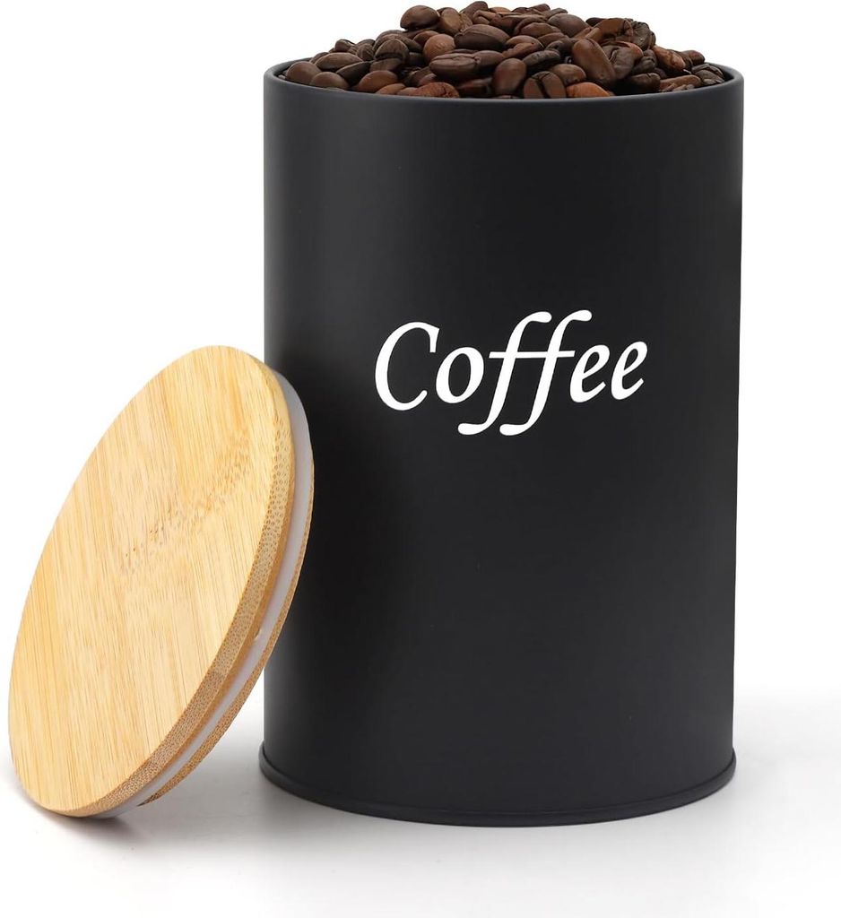 Kaffeedose luftdicht, 500ML Kaffeebohnen Behälter, schwarz Kaffeepads Aufbewahrung, Kaffeedose für gemahlenen Kaffee, Kaffeekapseln, Kaffeebohnen