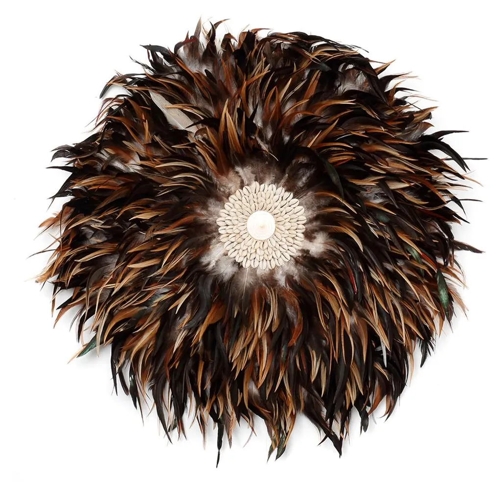 Décoration murale plumes 60cm noir marron - Créez un salon cocooning