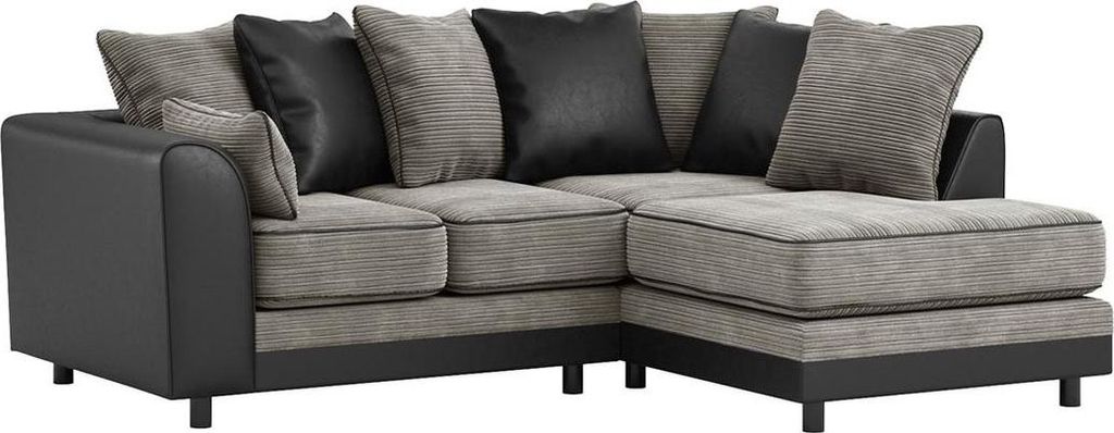 Rechtsseitiges Ecksofa Dillon-Jumbo grey/Casco black-Schaumstoff