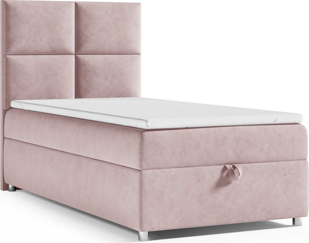 Best for Home Boxspringbett mit Bettkasten Trinity K2-SINGLE 90x200 Bonellfederkern inkl. Topper – Rosa