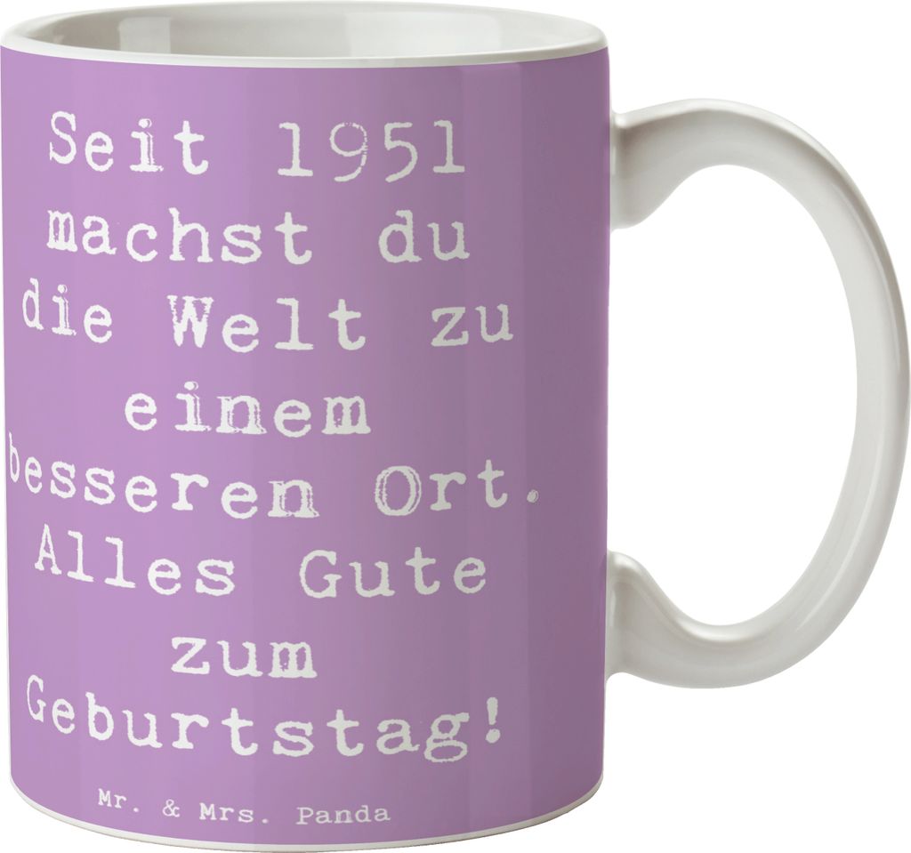 Mr. & Mrs. Panda Teetasse Spruch 1951 Geburtstag - Lavendeltraum - Geschenk, nostaliges, besondere Rolle, haferl, Geburtstagsgeschenk, Kaffeetasse,...