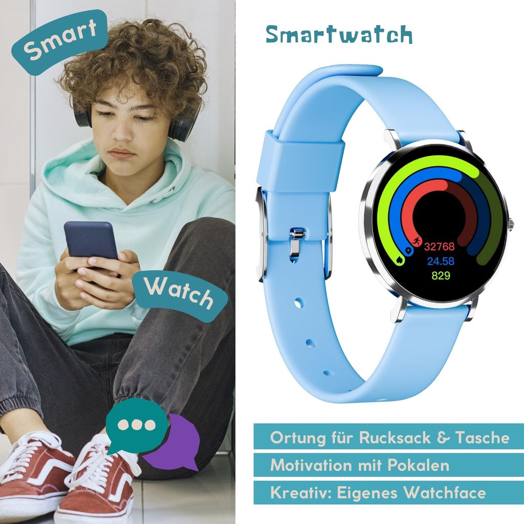 LINO-TIME, kleine Kindersmartwatch, extra flach, mit tollen Produktbild 