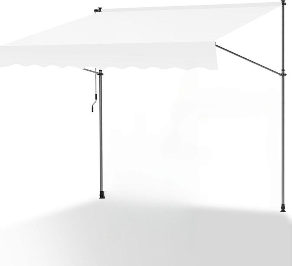 Faziango Klemmmarkise mit Handkurbel, 250x120cm Balkonmarkise, UV-beständig 50+ höhenverstellbar Sonnenschutz ohne Bohren für Terrasse und Balko...