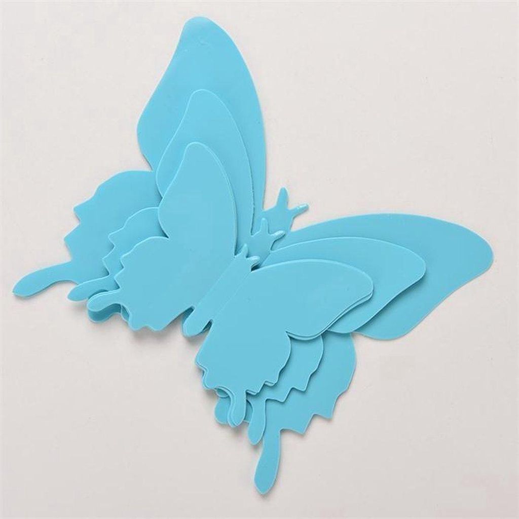 Jumada's – 12 Stück 3D-Wandaufkleber – Schmetterling – einfarbig – Kinderzimmer & Babyzimmer-Dekoration – Mintgrün