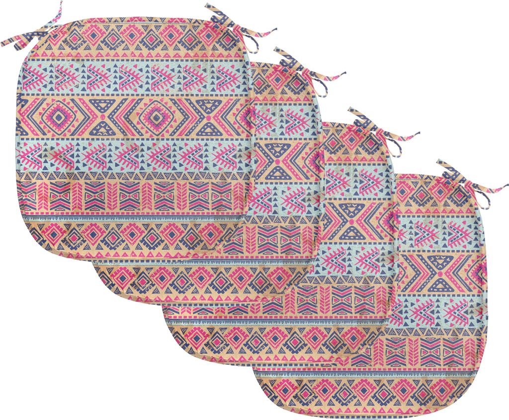 ABAKUHAUS Stammes Polster für Esszimmerstühle, Retro Frühling Aztec Kunst, Dekoratives wasserfestes Kissen mit Riemen für Küchensitze, 40 cm x...