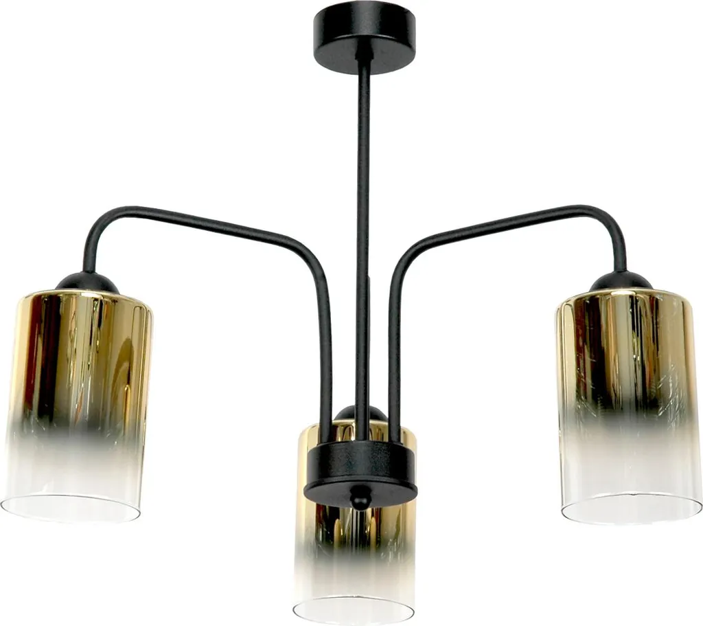 Luminaire de Plafond Design Classic Noir et Verre Transparent Or Monare