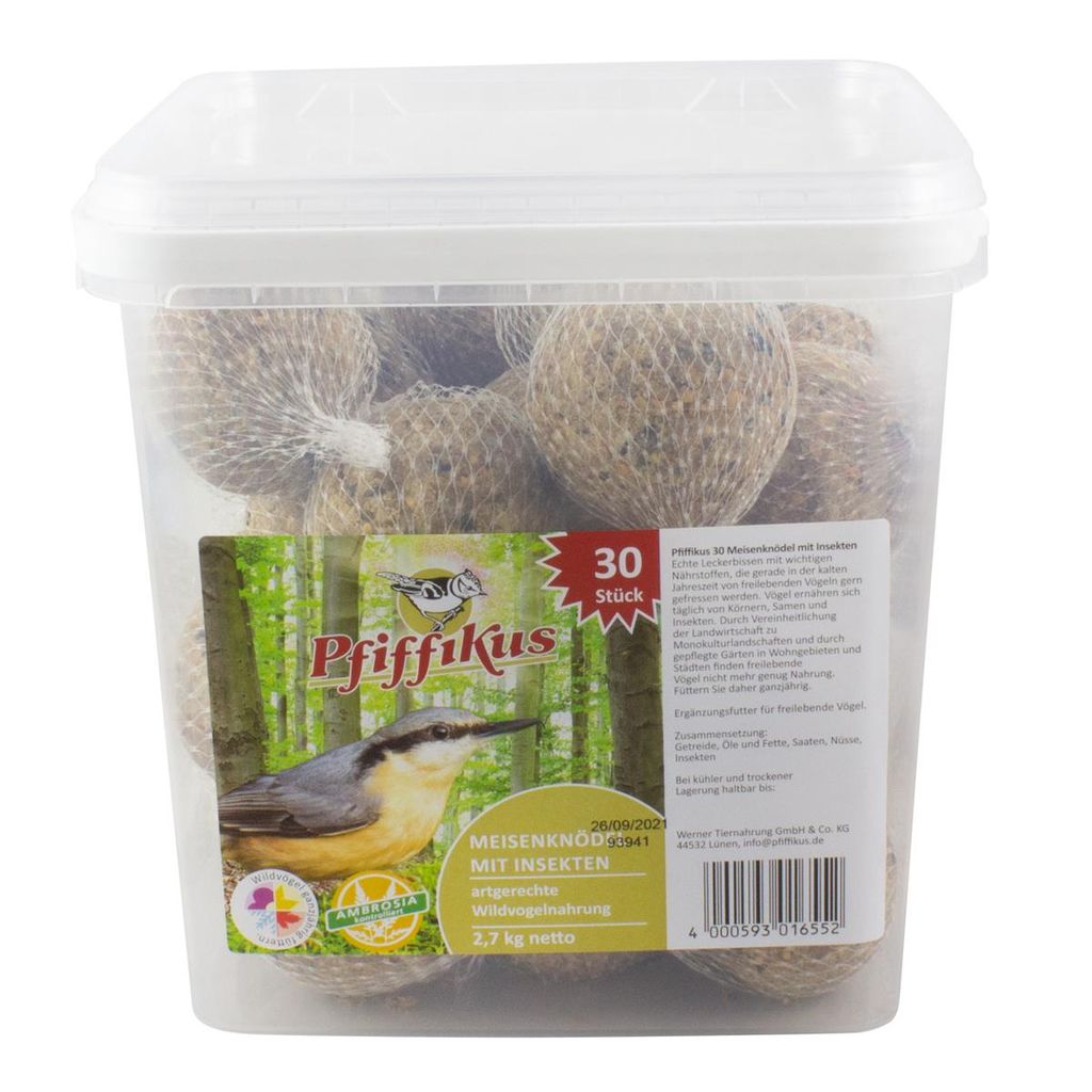 Pfiffikus Meisenknödel mit Insekten 30 Stück im Eimer mit Produktbild 