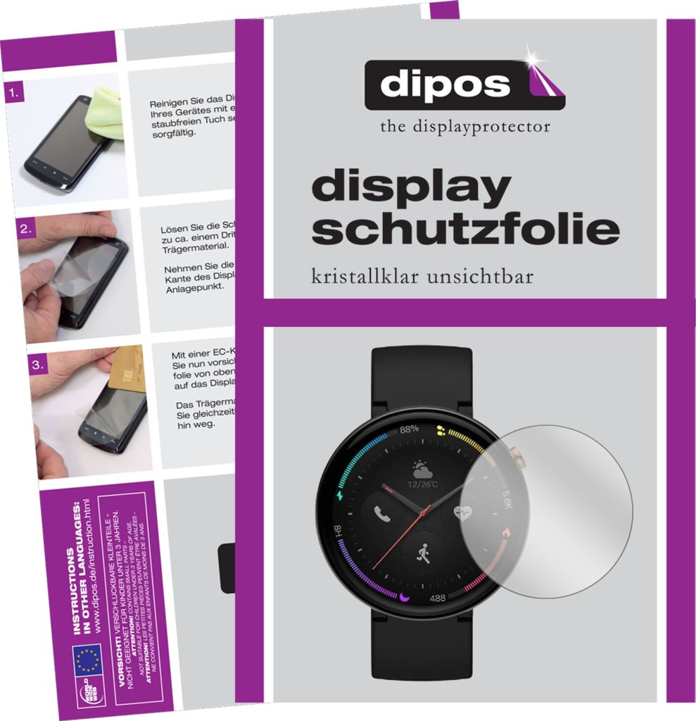 5x Schutzfolie für Amazfit Verge 2 klar Displayschutzfolie Folie Display Schutz dipos