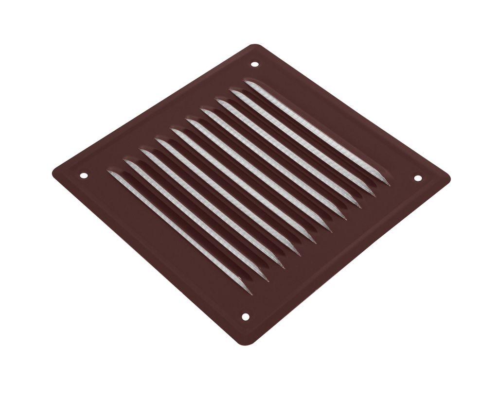 Adgo, Lüftungsgitter 20x20 cm mit Insektenschutz Flach, aus Edelstahl, Braun