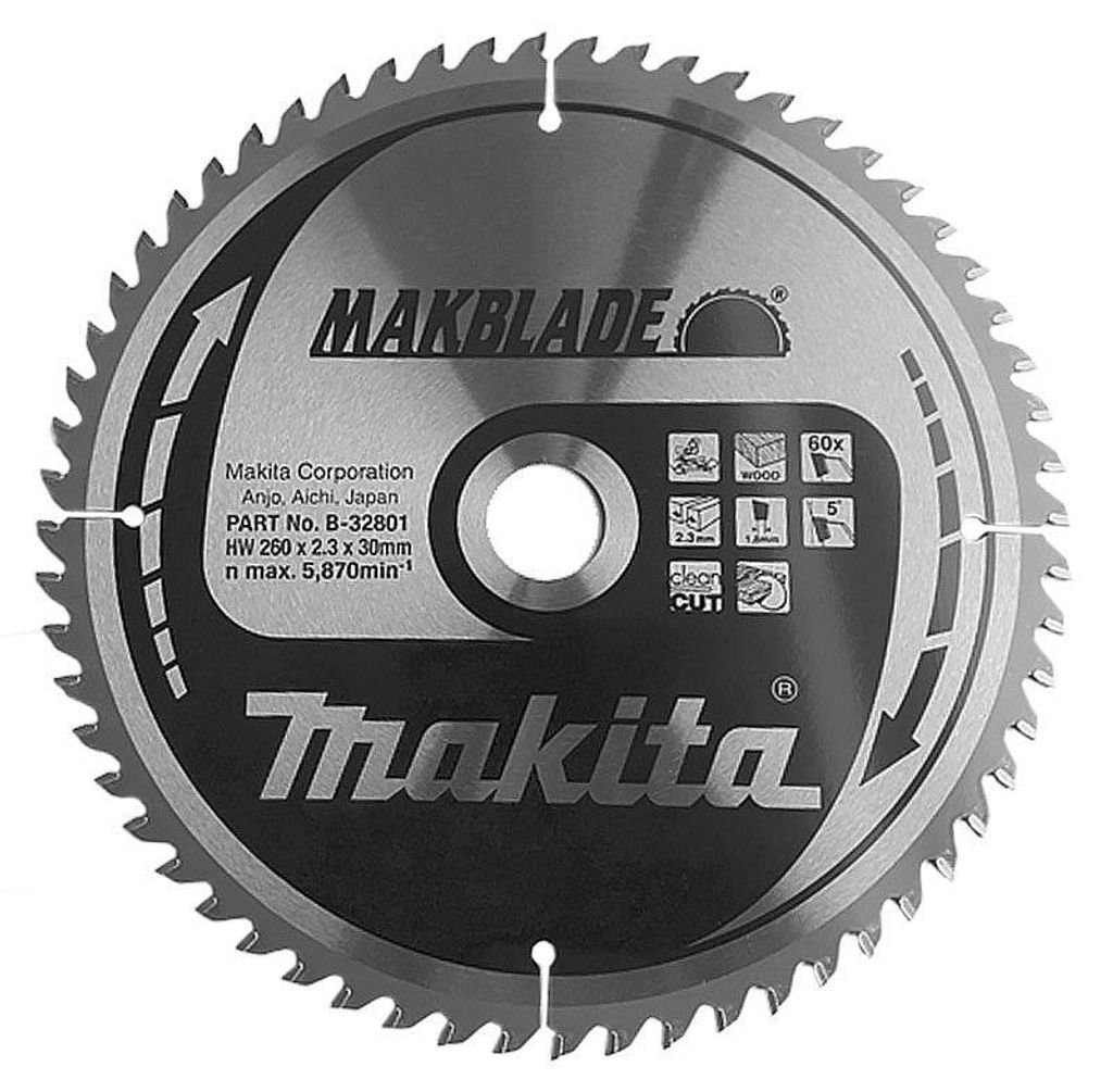 Lame de scie MAKITA B-32801 MakBlade 260 mm x 30 mm 60 Image du produit 
