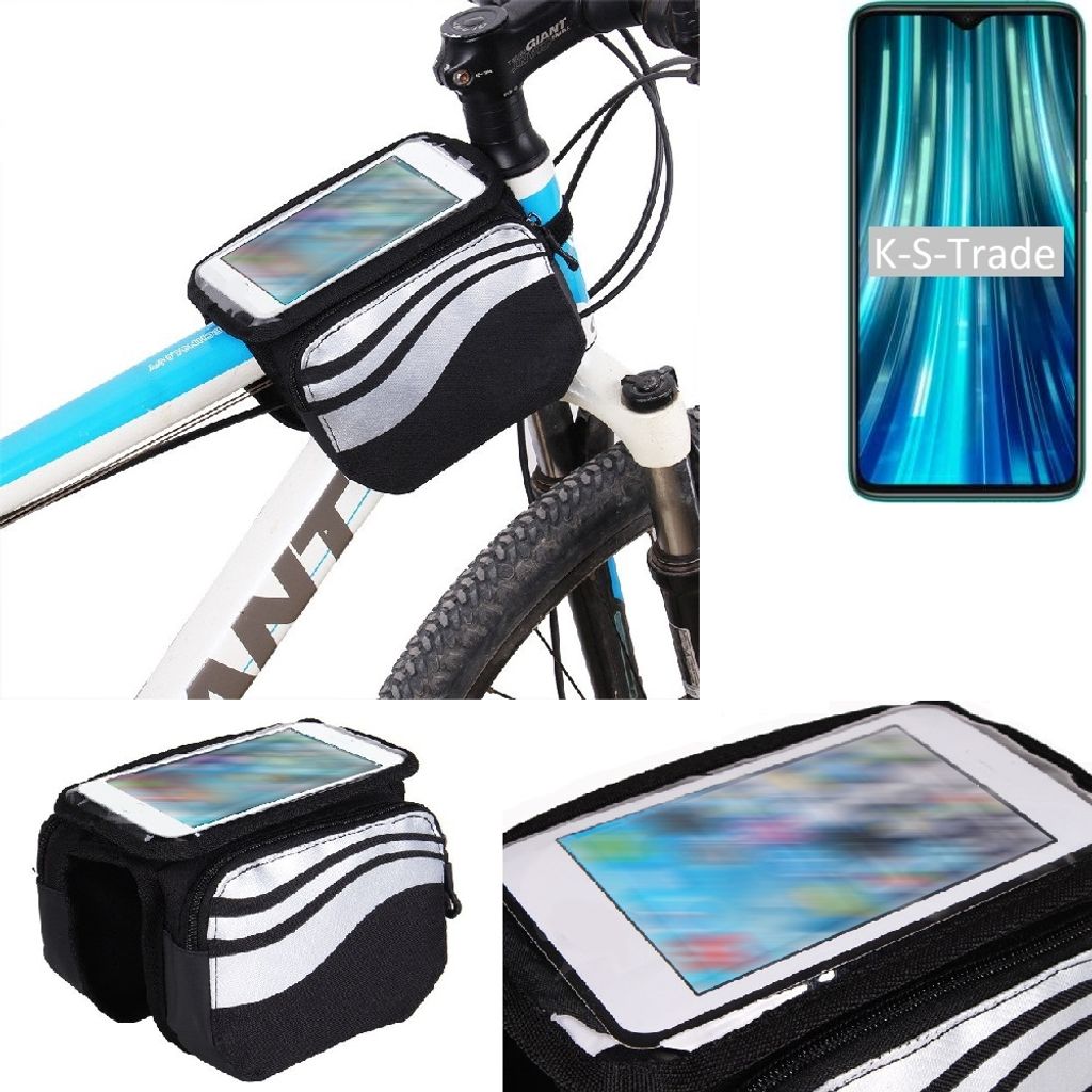 K-S-Trade Rahmentasche Fahrrad-Halterung kompatibel mit Xiaomi Redmi Note 8 Pro Rahmenhalterung Fahrrad Handyhalterung Fahrradtasche Handy Smartphone