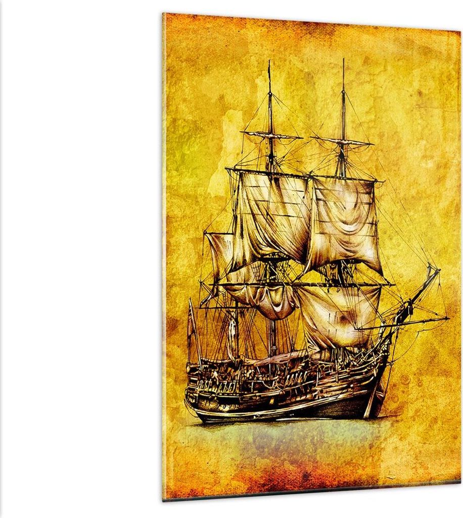 Bilder auf glas - Einteilig - Piratenschiff Ozean Schatz - 80x120cm - Glasbilder - Wandbilder - Bilder - Wanddekoration aus Glas - Glas Bilder - Wa...