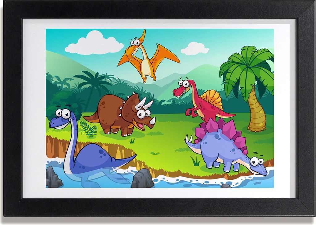 Bild 30x20 MDF-Rahmen, Wandkunst Dinosaurier