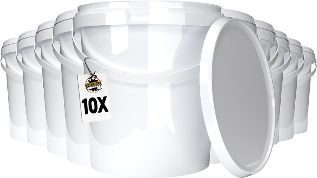 Kunststoffeimer mit Deckel 1L | PP | rund | Weiß 10 Stück Produktbild 