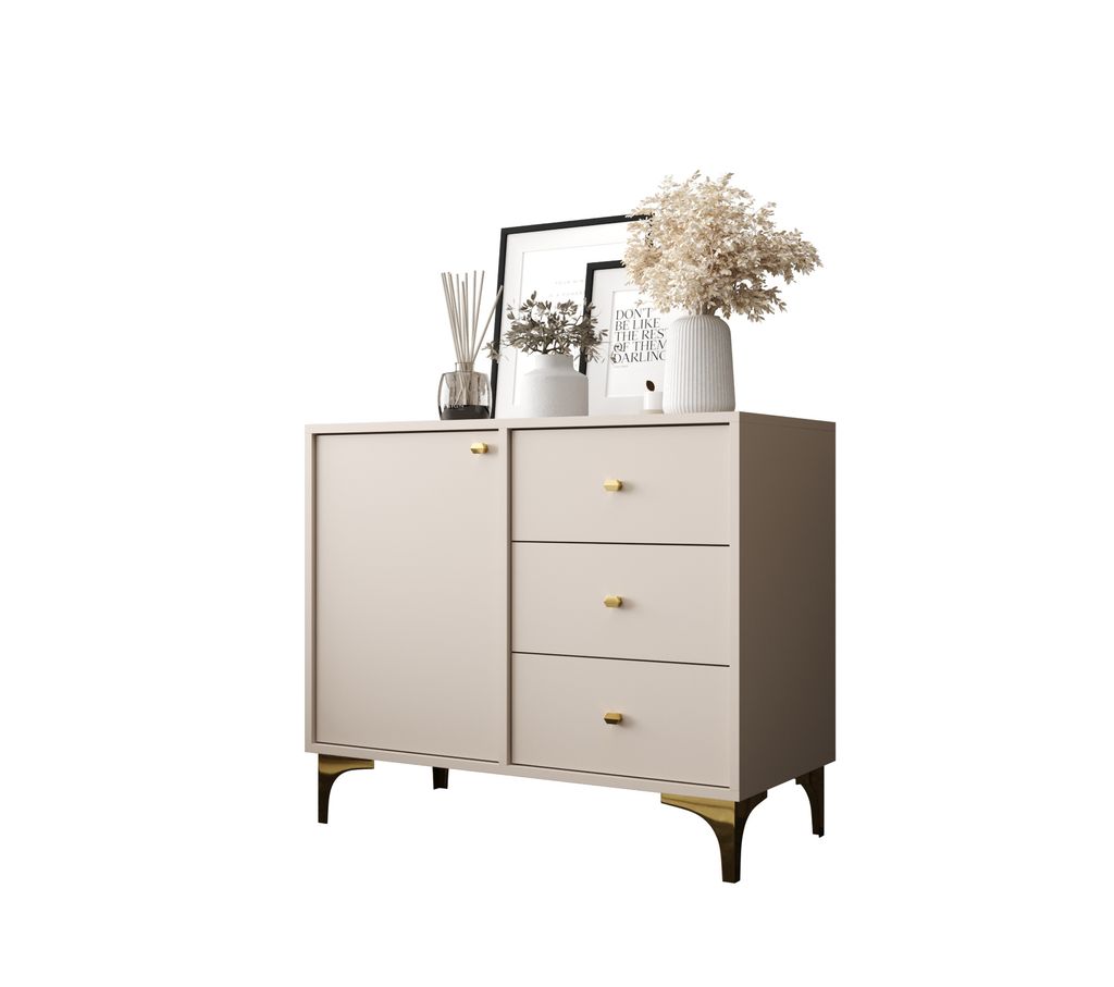 Kommode mit Schubladen 80 cm Beige Gold Zubehör LT1-10
