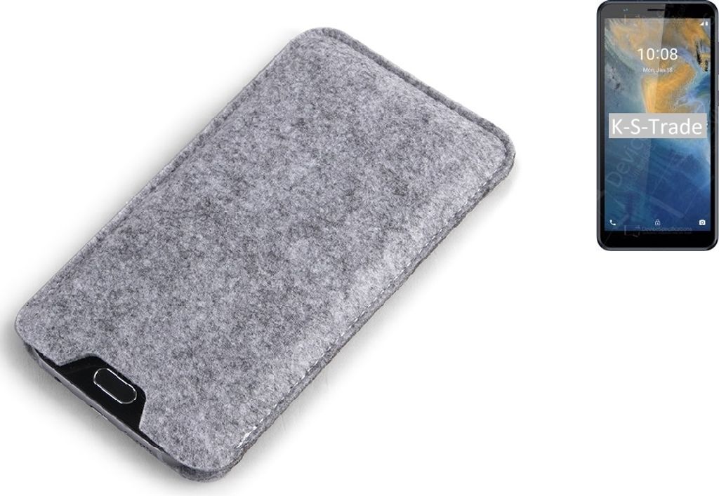 K-S-Trade Filz Handyhülle kompatibel mit ZTE Blade A31 Schutzhülle Filztasche Filz Tasche Case Sleeve Handy Hülle Filzhülle grau