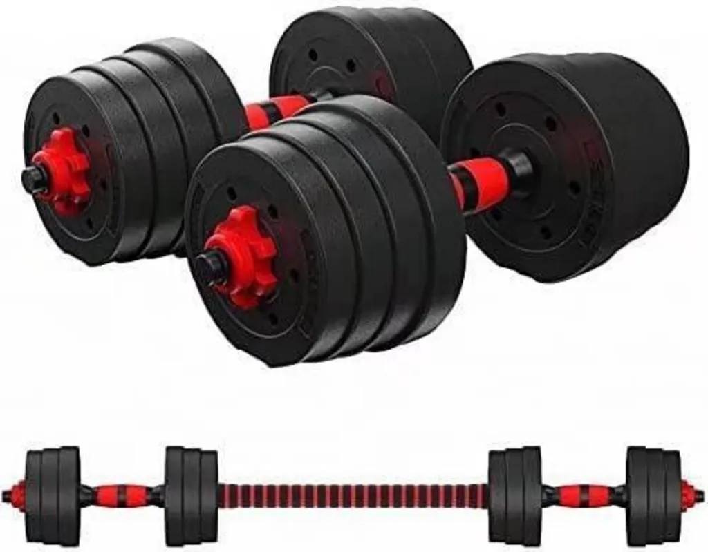 Haltères réglables 15kg set 2 pièces avec poids fitness noirs robustes