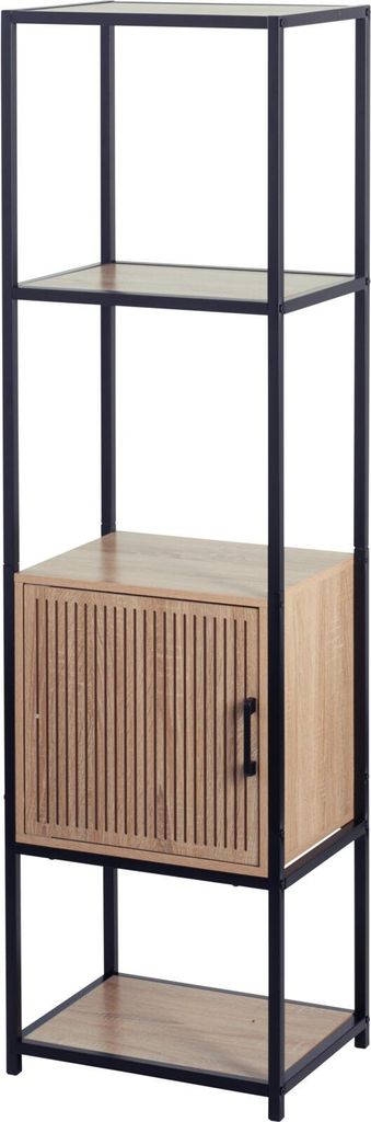Regal mit Fachböden und Schrank 153x43x33 cm schwarz/Holz Produktbild 