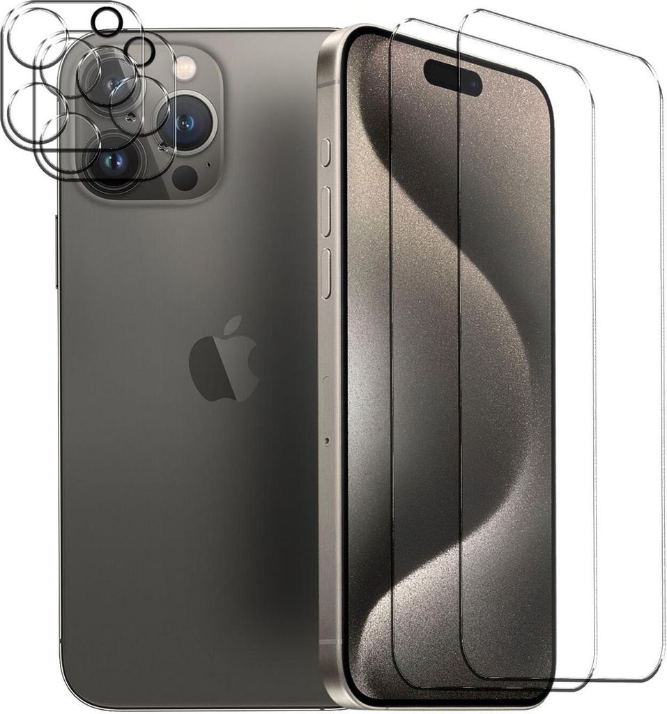 Panzerglas für Apple iPhone 16 Pro Schutzfolie 2x Kamera Produktbild 