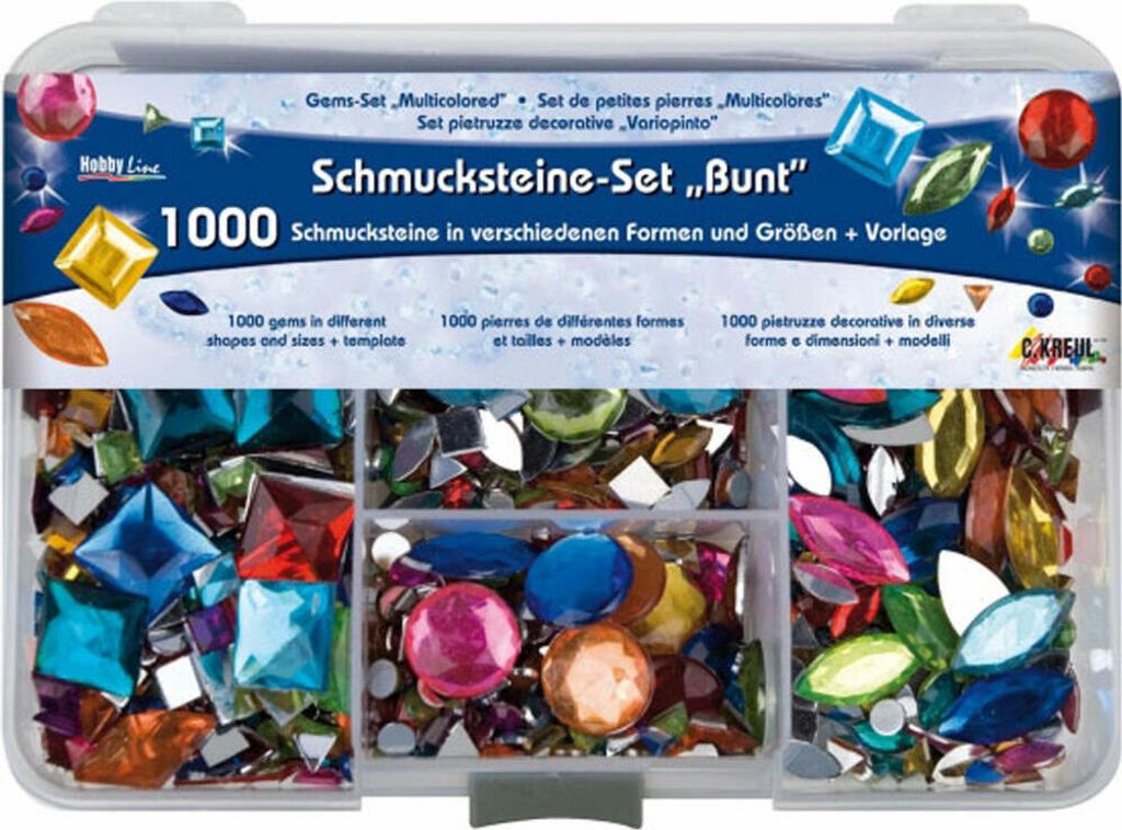 Schmuckstein Set 1000St bunt sortiete Formen und Produktbild 