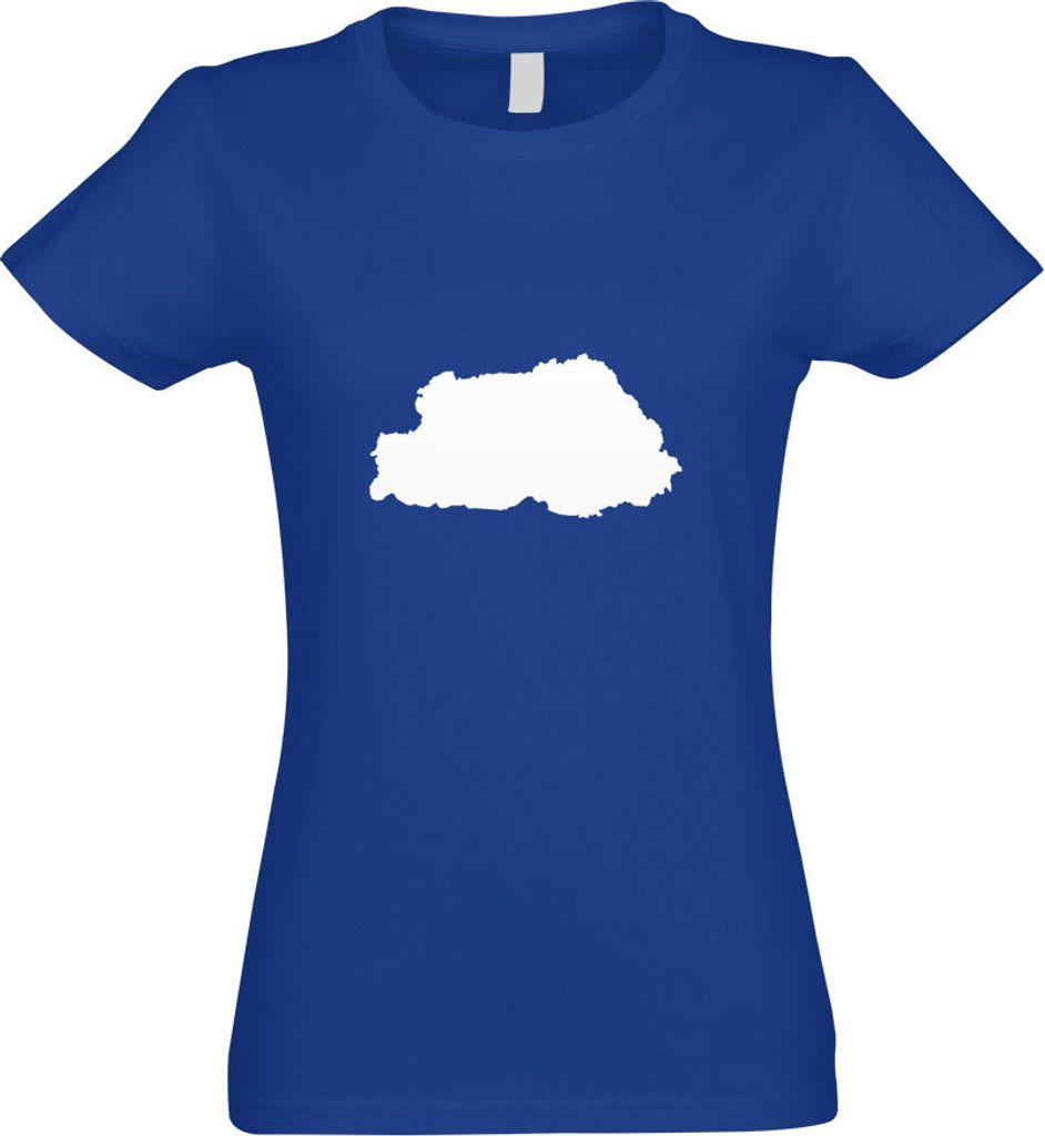 Kiwistar - T-Shirt tailliert - Damen - royal - Bhutan Umriss Kontur - mit Motiv Bedruckt - Funshirt Design - Sport - Freizeit - Damen - XXL