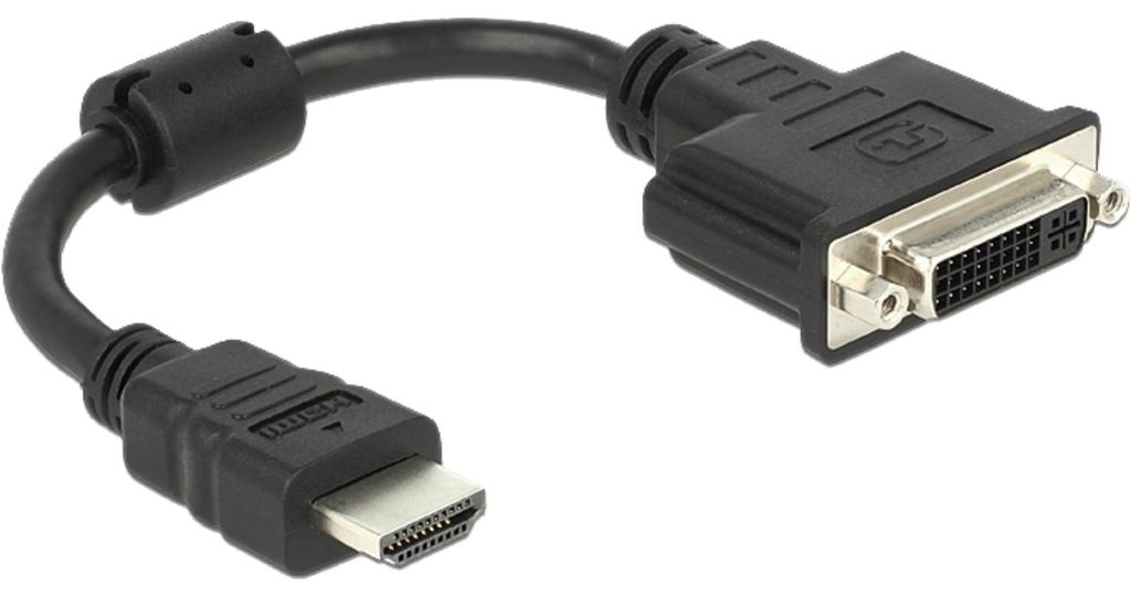 Delock - Adapterkabel - HDMI männlich zu DVI-I weiblich - 20 cm - Schwarz - unterstützt 1920 x 1080 bei 60 Hz