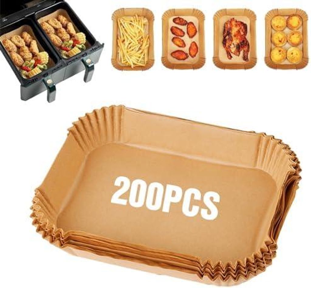 200 Stück Backpapier für Ninja Heißluftfritteuse, BPA-Freies,Backpapier ölfest Antihaft Air Fryer Paper,Kompatibel mit Ninja AF300EU AF400EU,Pr...