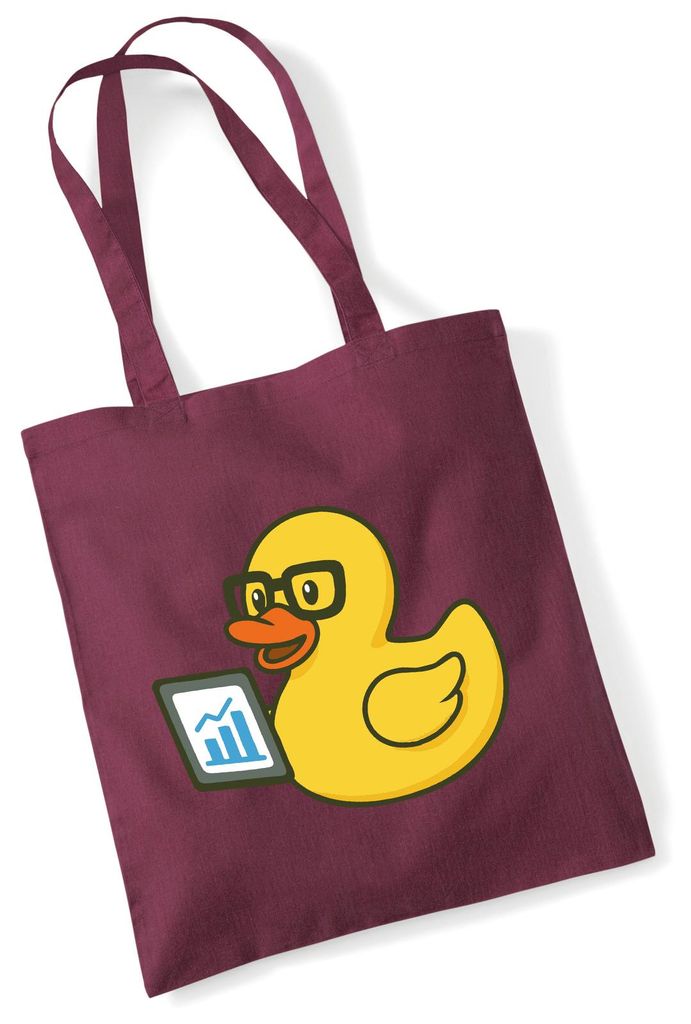 Huuraa Jutebeutel Quietscheente Datenanalyse Comic Gummiente 10 Liter Burgundy Baumwolle Tasche Geschenkidee