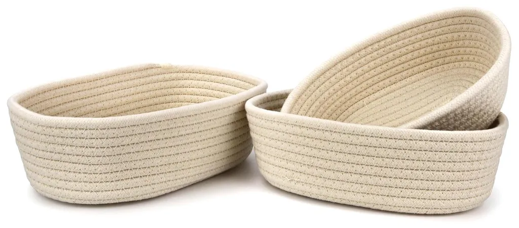Panier de rangement pour jouets et linge - Corbeilles coton beige lot de 3
