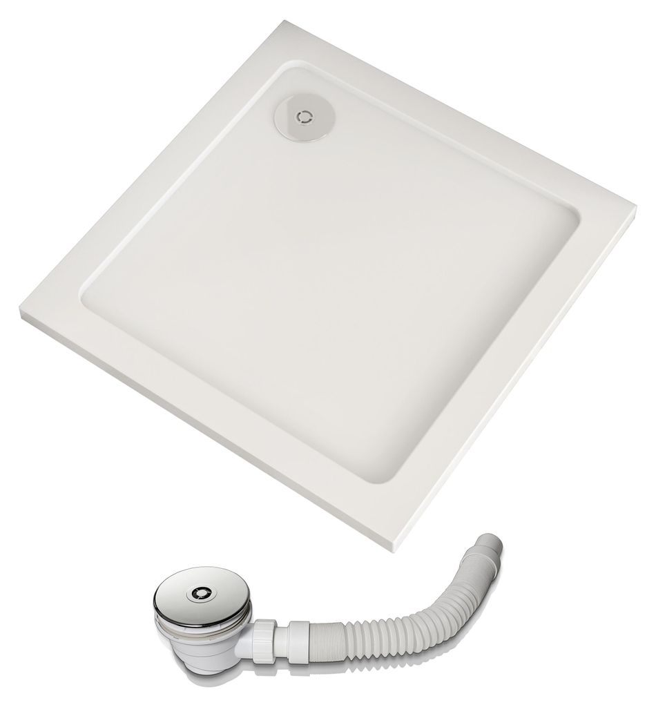Duschspa 80x80x3cm Duschwanne mit Ablaufgarnitur Quadrat Produktbild 