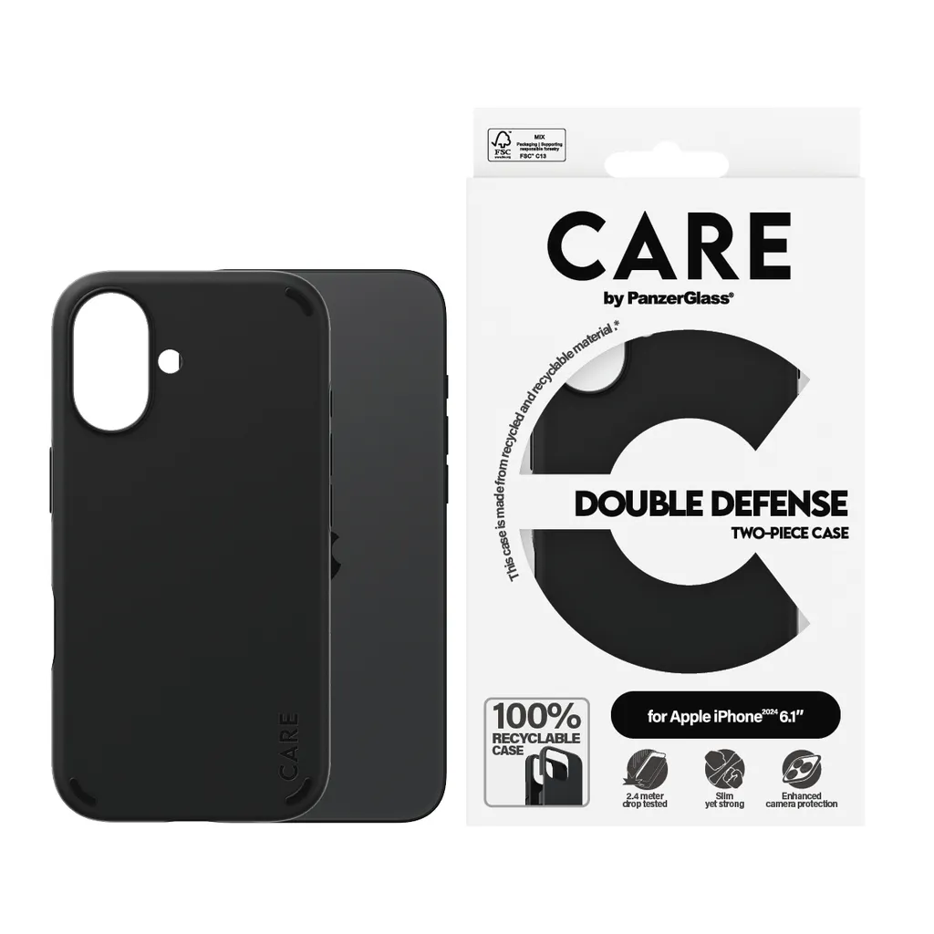 Etui Care By Panzerglass Feature Double Defense Case Na Iphone 16 - Czarne