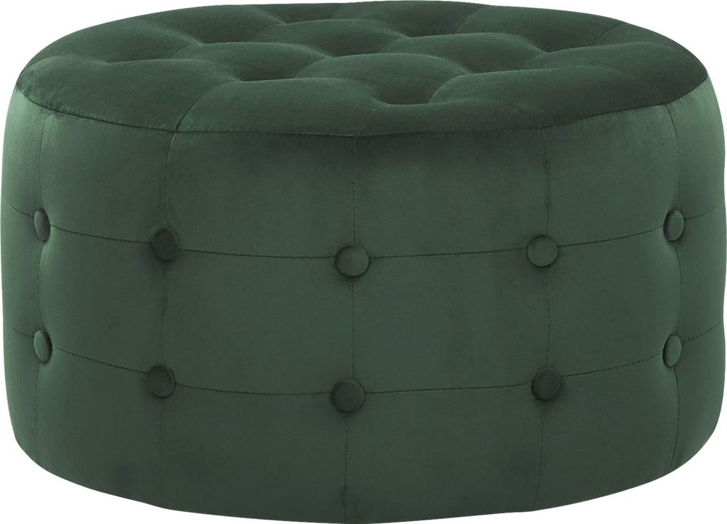 BELIANI Pouf Dunkelgrün Samtstoff Knopfversteppung Rund Modern Elegant für Wohnzimmer für Schlafzimmer