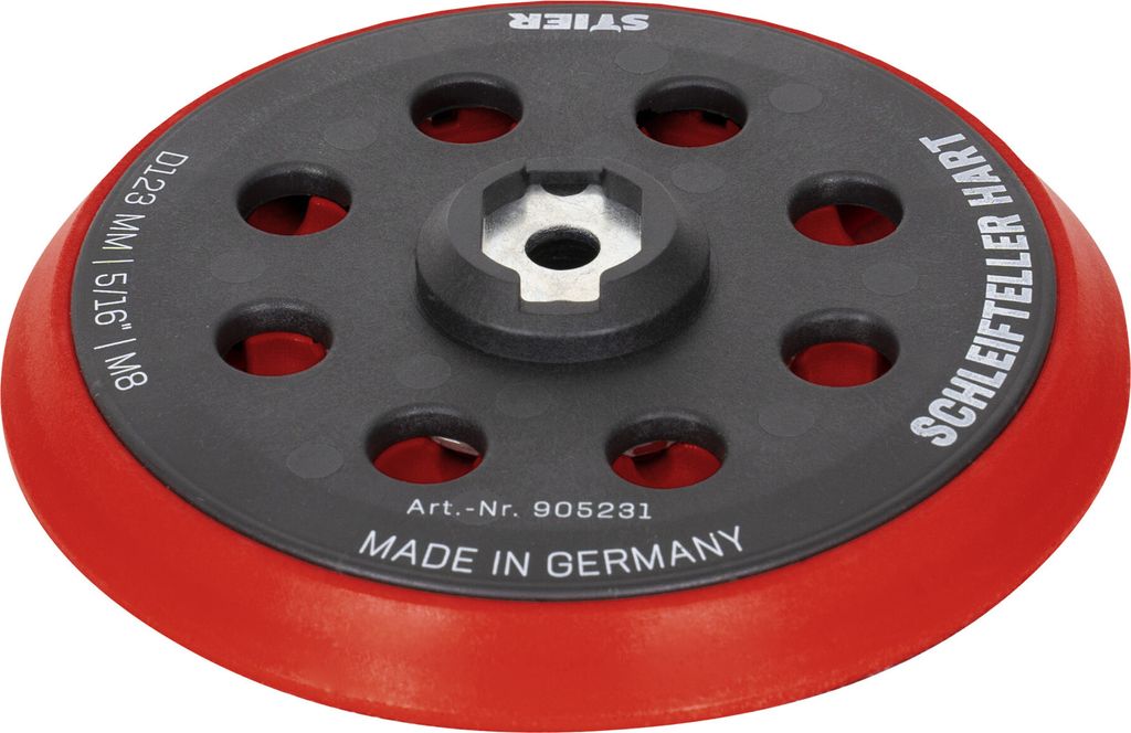 STIER Schleifteller Stützteller hart D123mm 5/16“ M8 für Exzenterschleifer, 120mm, mit klett