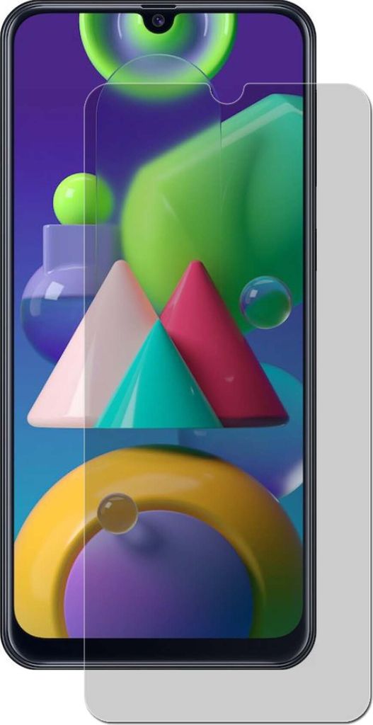 A screen protector is shown on a smartphone with a colorful abstract background.