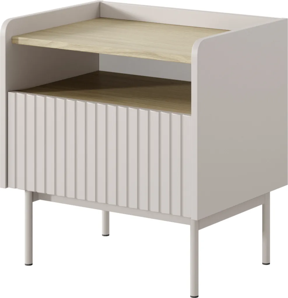 Table de nuit Cachemire : 1 Tiroir et 2 Étagères - Meuble de Chambre Chic