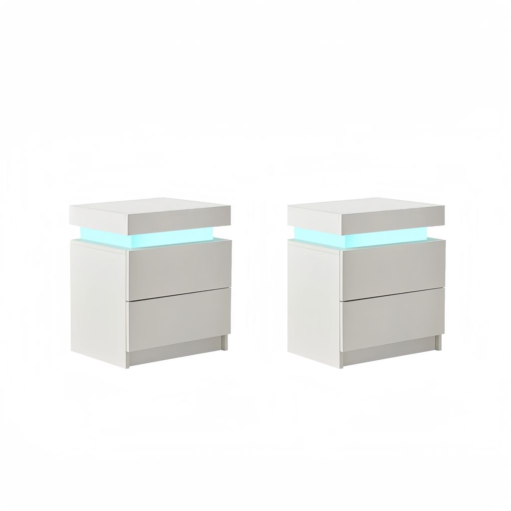 CLIPOP table de nuit set de 2, avec LED RGB, 2 tiroirs, Image du produit 