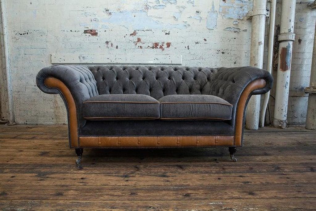 Luxus 2 Sitzer Couch Polster Sofa Textil Stoff Chesterfield Garnitur Neu Couchen