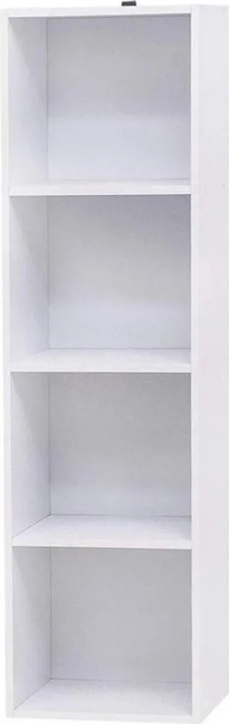 Meuble de rangement colonne blanche à 4 cases - Étagère fine 106 cm