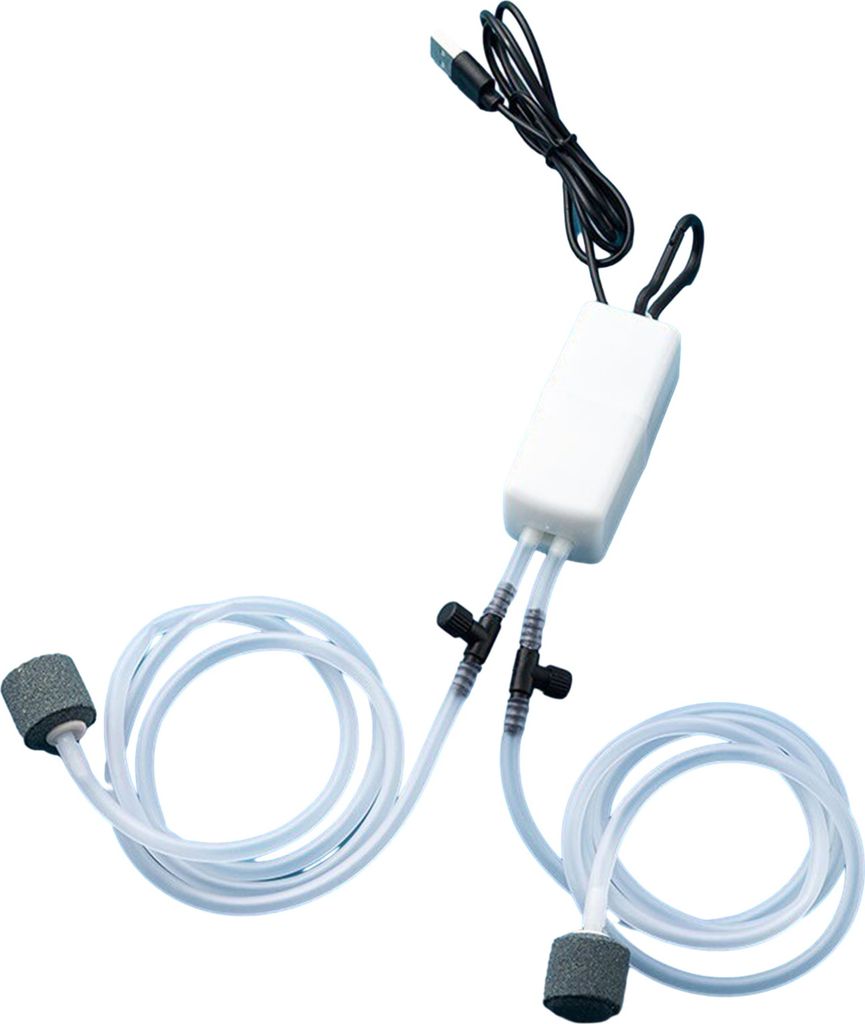 1 Set Sauerstoffpumpe Dual Tube Design Mini Aquarium Luftpumpe Kit Ultra-leise USB Ladepumpe für Aquarium